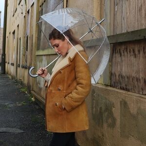 The Sheepcote Sheepskin + Suede Double-Breasted Coat (S/US4)